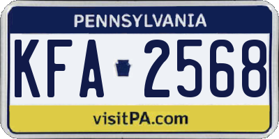 PA license plate KFA2568