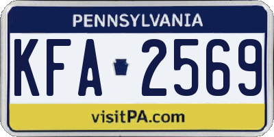 PA license plate KFA2569