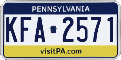 PA license plate KFA2571