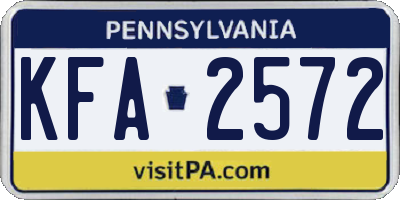 PA license plate KFA2572