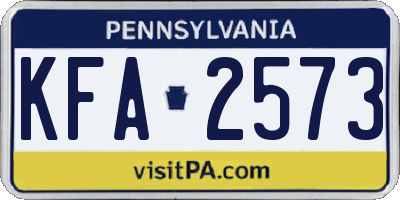 PA license plate KFA2573