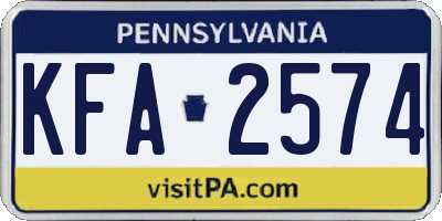 PA license plate KFA2574