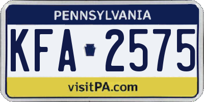 PA license plate KFA2575