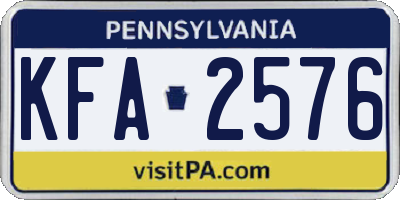 PA license plate KFA2576