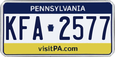 PA license plate KFA2577