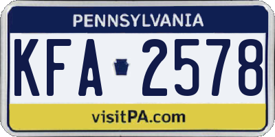 PA license plate KFA2578