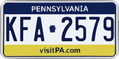 PA license plate KFA2579