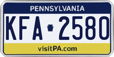 PA license plate KFA2580