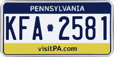 PA license plate KFA2581
