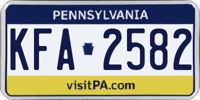 PA license plate KFA2582