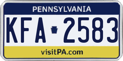 PA license plate KFA2583