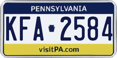 PA license plate KFA2584