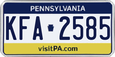 PA license plate KFA2585
