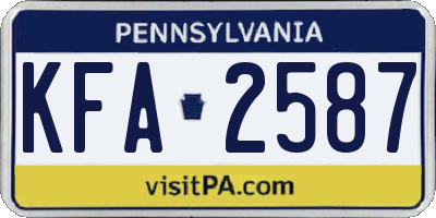 PA license plate KFA2587