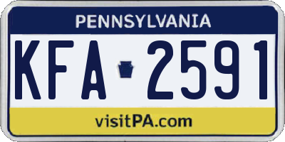 PA license plate KFA2591