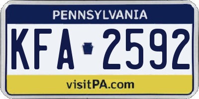 PA license plate KFA2592