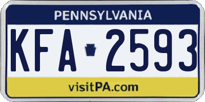PA license plate KFA2593