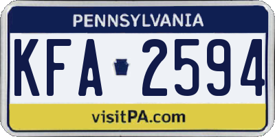 PA license plate KFA2594