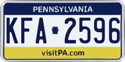 PA license plate KFA2596