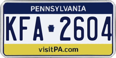 PA license plate KFA2604