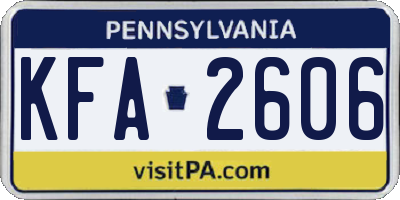 PA license plate KFA2606