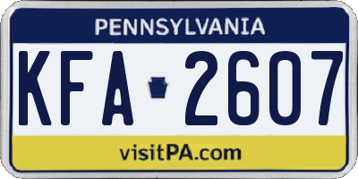 PA license plate KFA2607