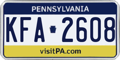 PA license plate KFA2608