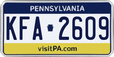 PA license plate KFA2609