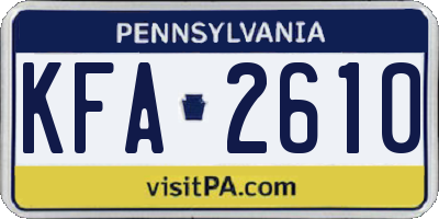 PA license plate KFA2610