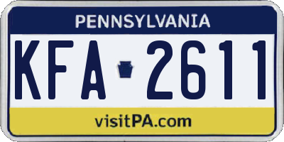 PA license plate KFA2611