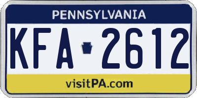 PA license plate KFA2612