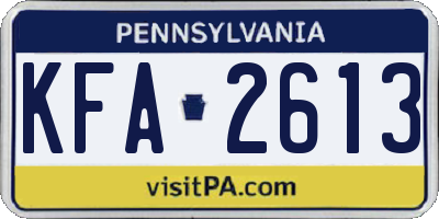 PA license plate KFA2613