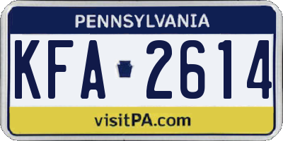 PA license plate KFA2614