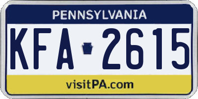 PA license plate KFA2615