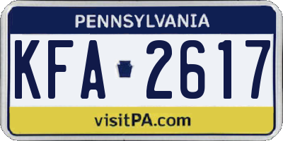 PA license plate KFA2617