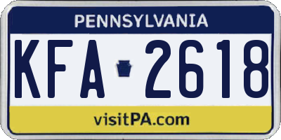 PA license plate KFA2618