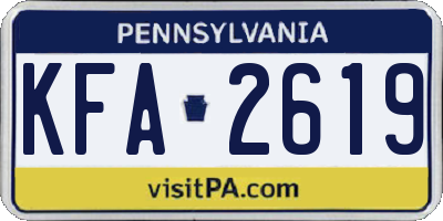 PA license plate KFA2619