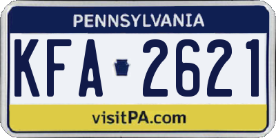 PA license plate KFA2621