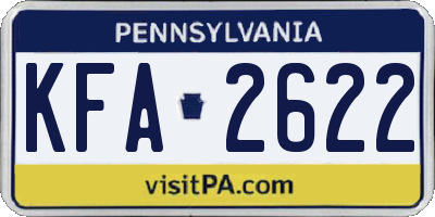 PA license plate KFA2622