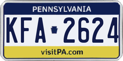 PA license plate KFA2624
