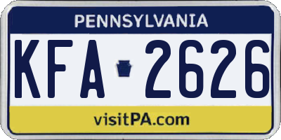 PA license plate KFA2626