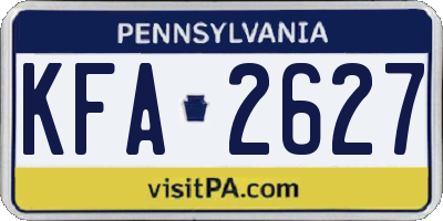 PA license plate KFA2627