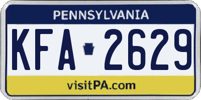 PA license plate KFA2629