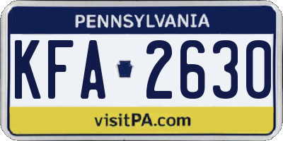 PA license plate KFA2630