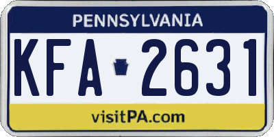 PA license plate KFA2631