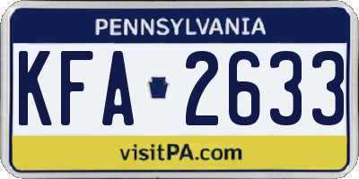 PA license plate KFA2633