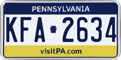 PA license plate KFA2634