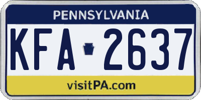 PA license plate KFA2637