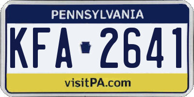PA license plate KFA2641