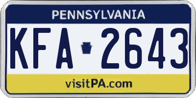 PA license plate KFA2643